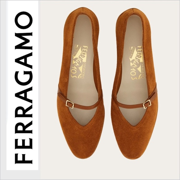 Salvatore Ferragamo Audrey Ballet Flats Women's Suede light brown 8.5 - Picture 1 of 10